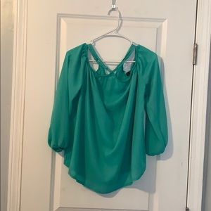 Chiffon Y-Neck Long-Sleeve Top